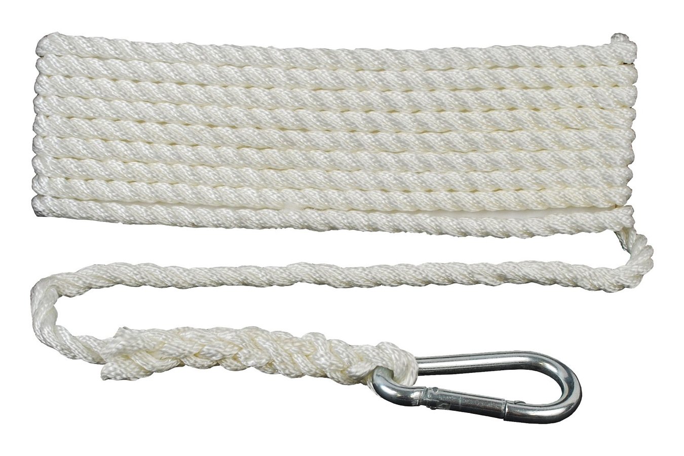 Attwood Anchor Line with Hook, 3/8 Inch x 50 Foot, White