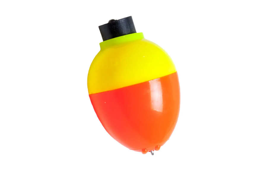 Betts 1-1/2 Inch Unweighted Plastic Floats Snap-On Pear - Fluorescent Orange/Yellow