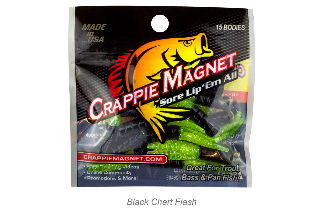 Crappie Magnet 15 Piece Body Pack - Black - Chartruese Flash