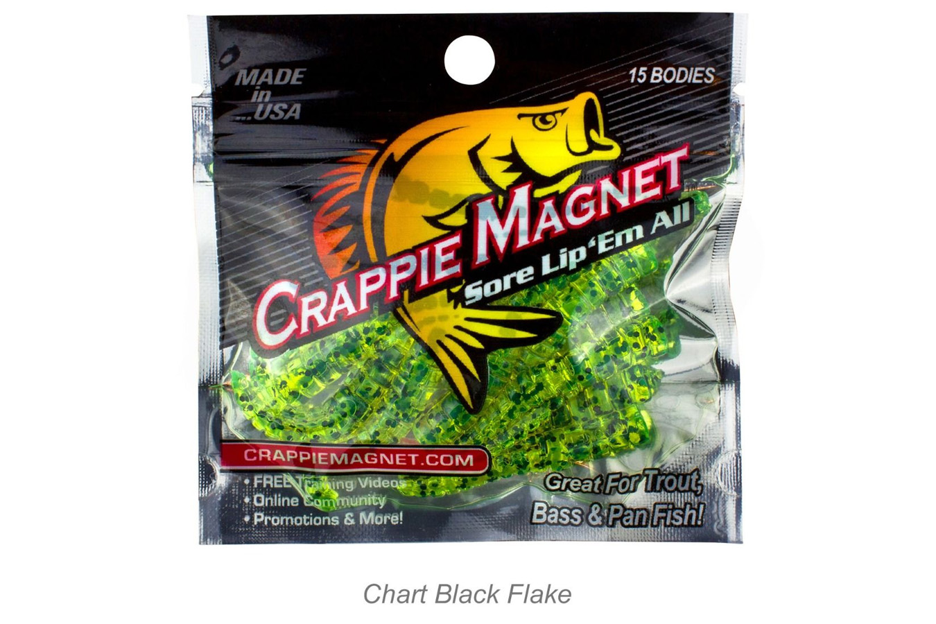 Crappie Magnet 15 Piece Body Pack - Chartruese w/ Black Flakes