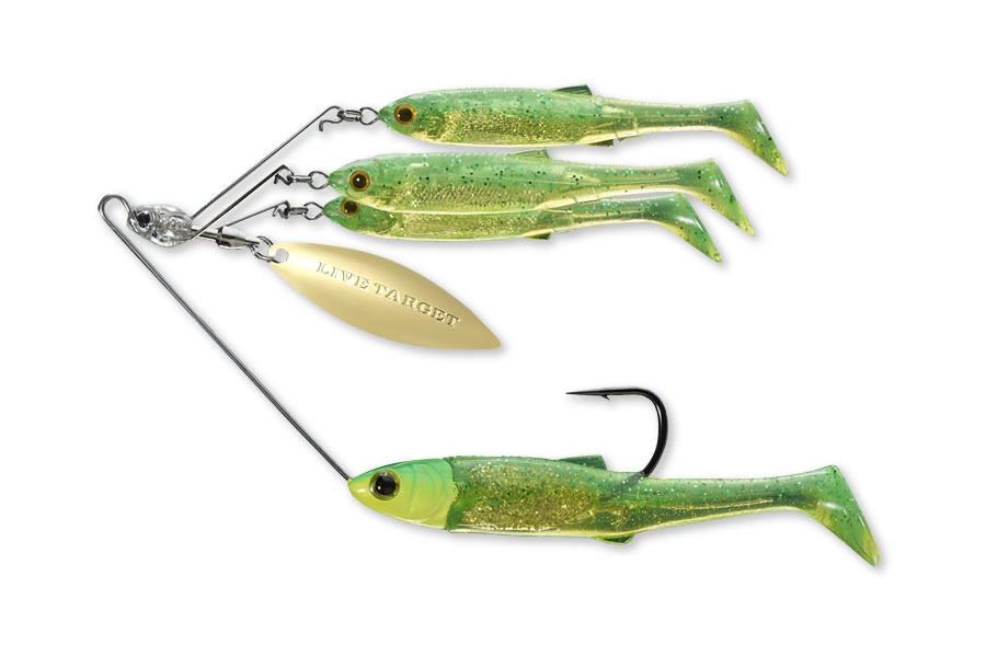Live Target 1/2 oz Baitball Large Spinner Rig in Lime Chartreuse/Gold