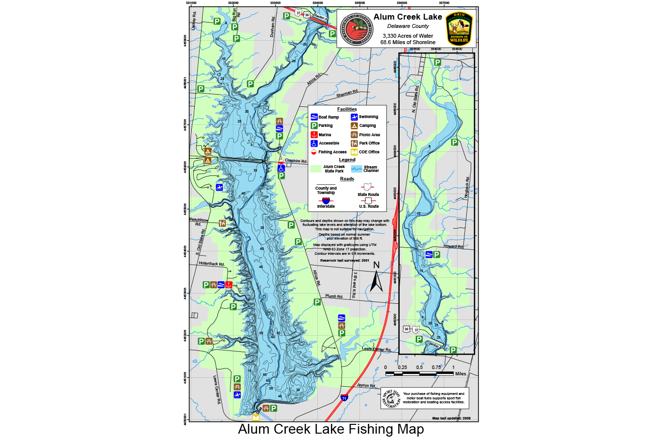 Franks Wholesale Topo Map of Alum Creek